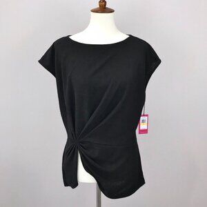 Vince Camuto Black Ruched Front Textured Dolman Sleeve Top